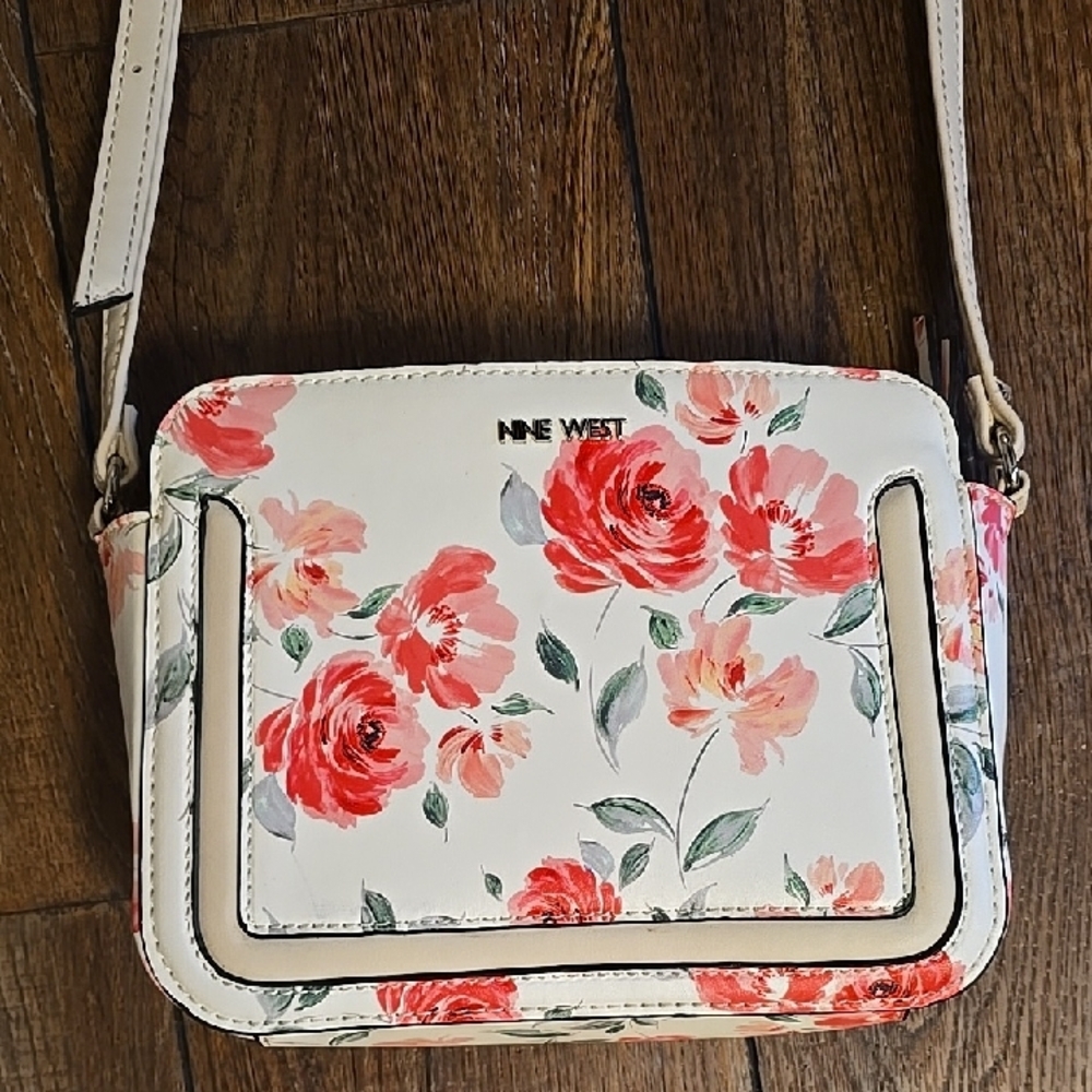 Nine West Floral Crossbody Bag - White and Pink